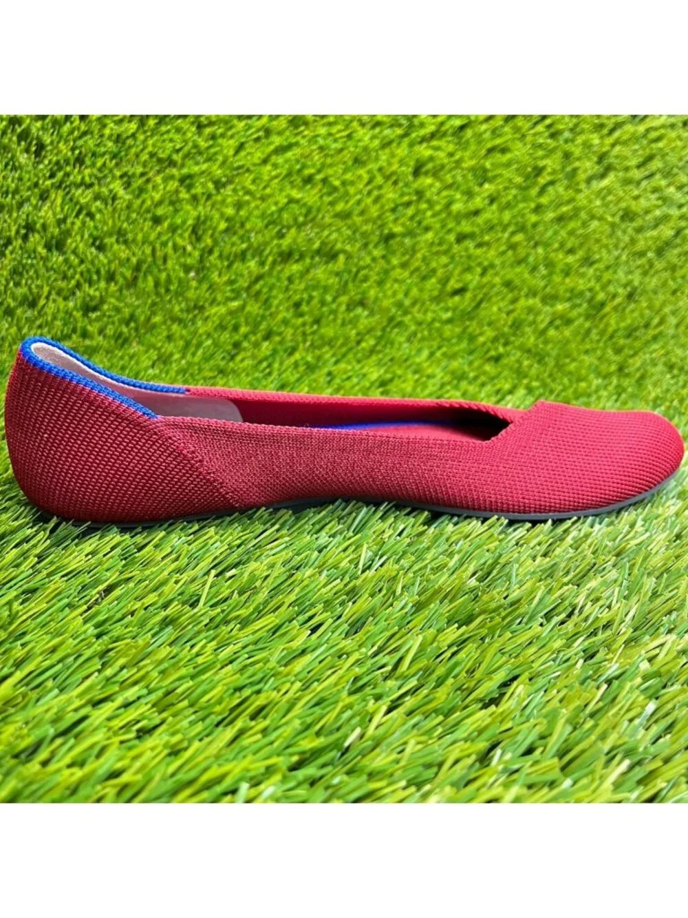 Rothy's The Flat Womens Size 6 Bright Red Casual Knit Slip-On Ballet Flats Shoes